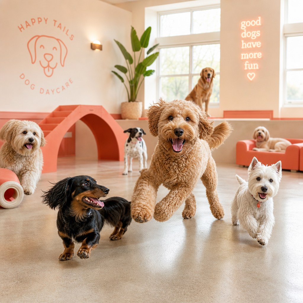 Dogs playing indoors